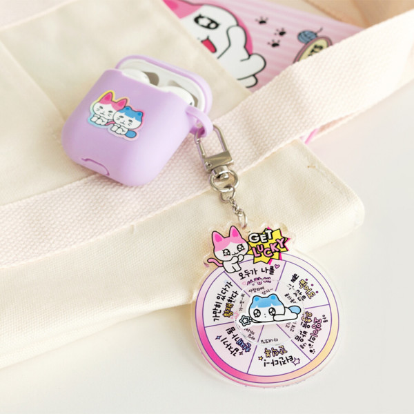 [카카오아이엑스]카카오프렌즈 kk 카카오프렌즈 골골즈 아크릴 룰렛키링 약 60x72x10mm 행운룰렛 보호필름 부착