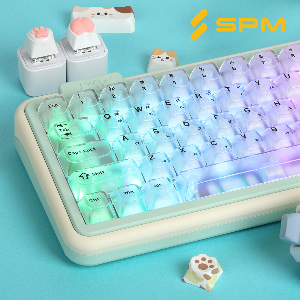 [오늘출발] 에스피엠 SPM 투명 한글 조약돌 키캡 기계식키보드 클리어