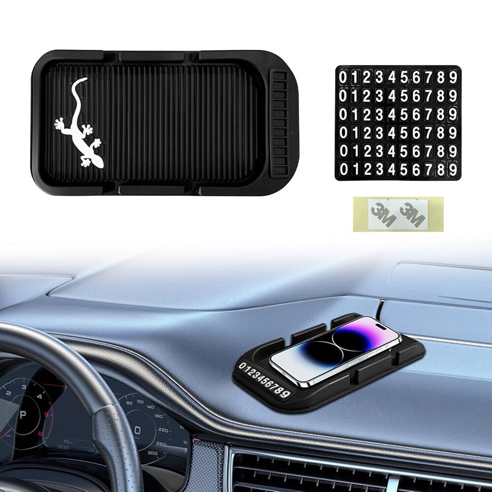 [오늘출발] 르섹소 자동차 대시보드 미끄럼 방지 매트 휴대폰 홀더 번호판이 있는 더블 그루브 스틱 그립 젤 패드 내비
