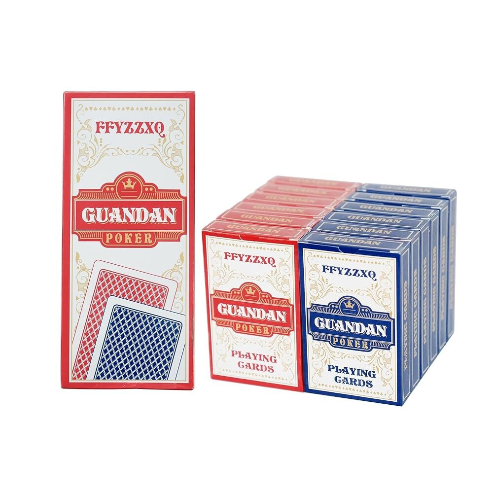 [오늘출발] FFYZZXQ 플레이 카드 12팩 6레드 6블루 포커 게임 구안단 좁은 사이즈 블랙 코어 건설 카지노 등급