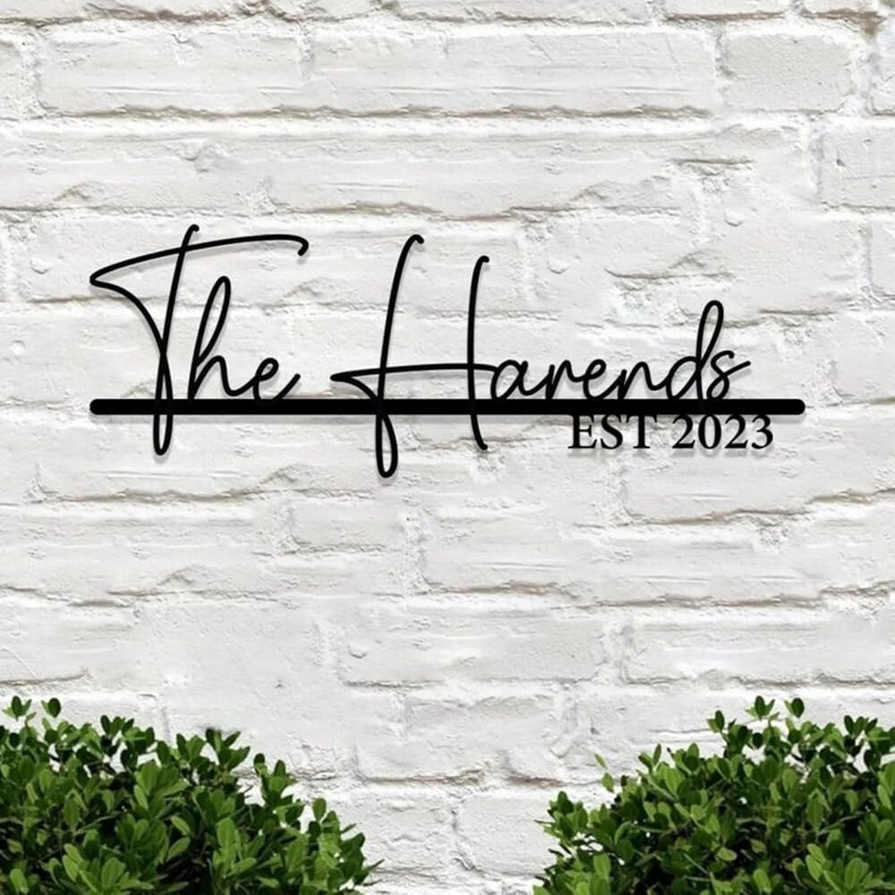 [오늘출발] 금속 성씨 표지판 성씨 표지판 부부를 위한 결혼 선물 아버지의 날 사무실 주소 표지판 장식용 명판 45cm