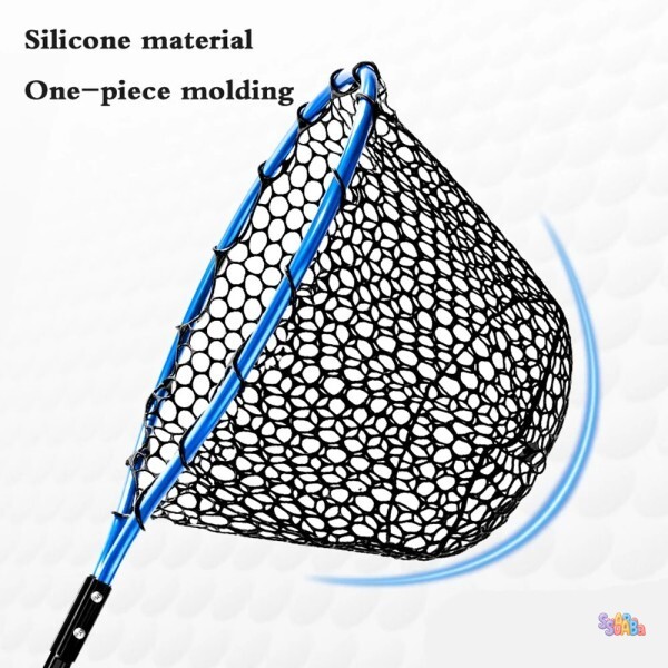 [오늘출발] 휴대용 낚시 그물 초가벼운 알루미늄 합금 실리콘 내마모성 메쉬 핸드 딥 캐스팅 랜딩 네트 큰 물고기 야외