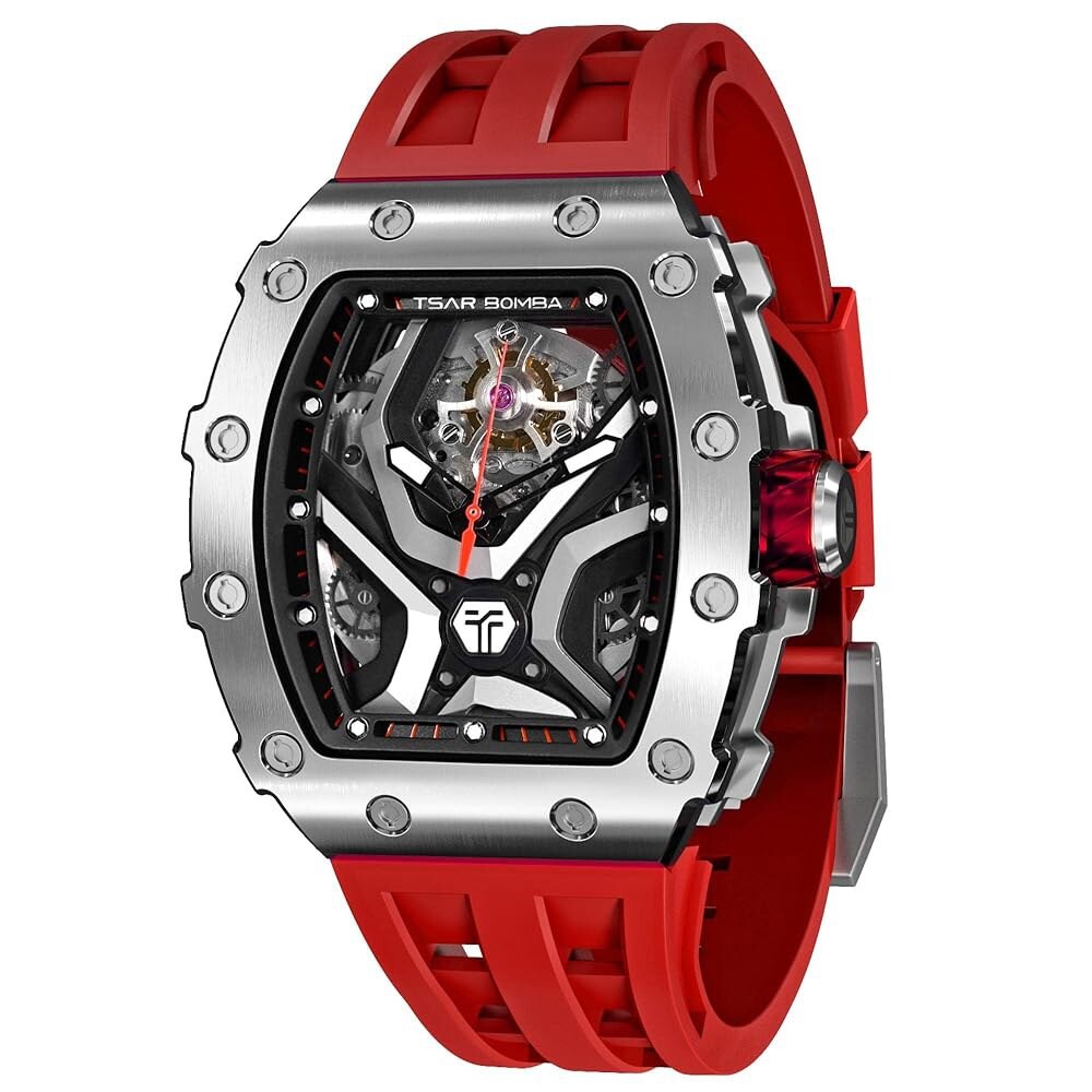 [오늘출발] 차르 봄바 남성용 자동 기계식 아날로그 시계 골격 손목 토나우 레플리카 선물 큰 얼굴 다이얼 멋진 시계