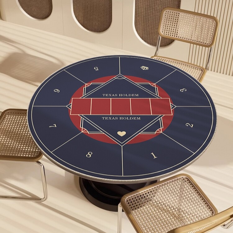 원형 홀덤테이블 매트 텍사스 패드 칩 포커 식탁보 카드 게임 고무 바라카 텍사스 홀덤 포커-레드20cm