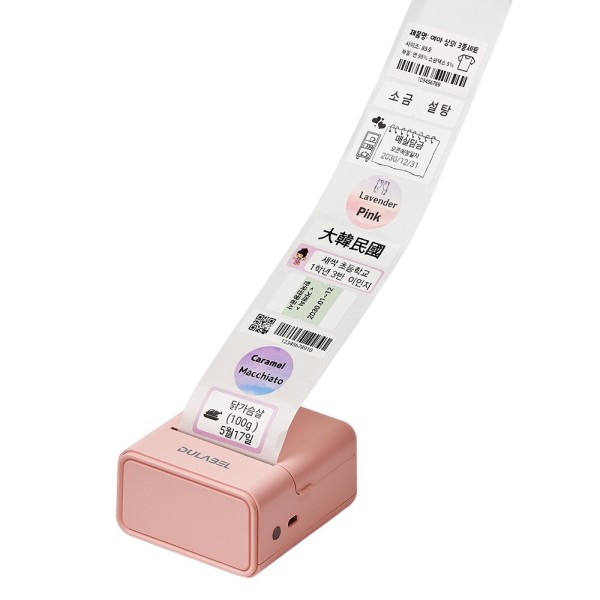 [오늘출발] 두라벨 DULABEL 두라벨 라벨프린터 핑크 이름 스티커 라벨지무료증정 휴대용 네임 미니 라벨기 프린터기 무선 QR