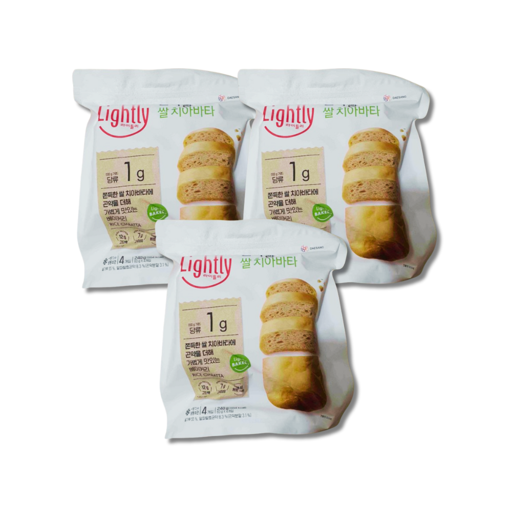 [대상]청정원 라이틀리 곤약빵 쌀 치야바타 240g 3개