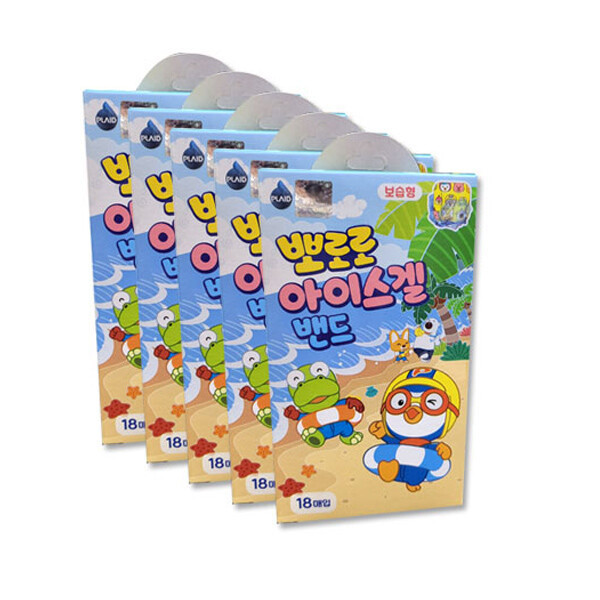 플레이드 뽀로로 아쿠아밴드 아이스겔밴드 보습형 18매입 x5개 썸머패치