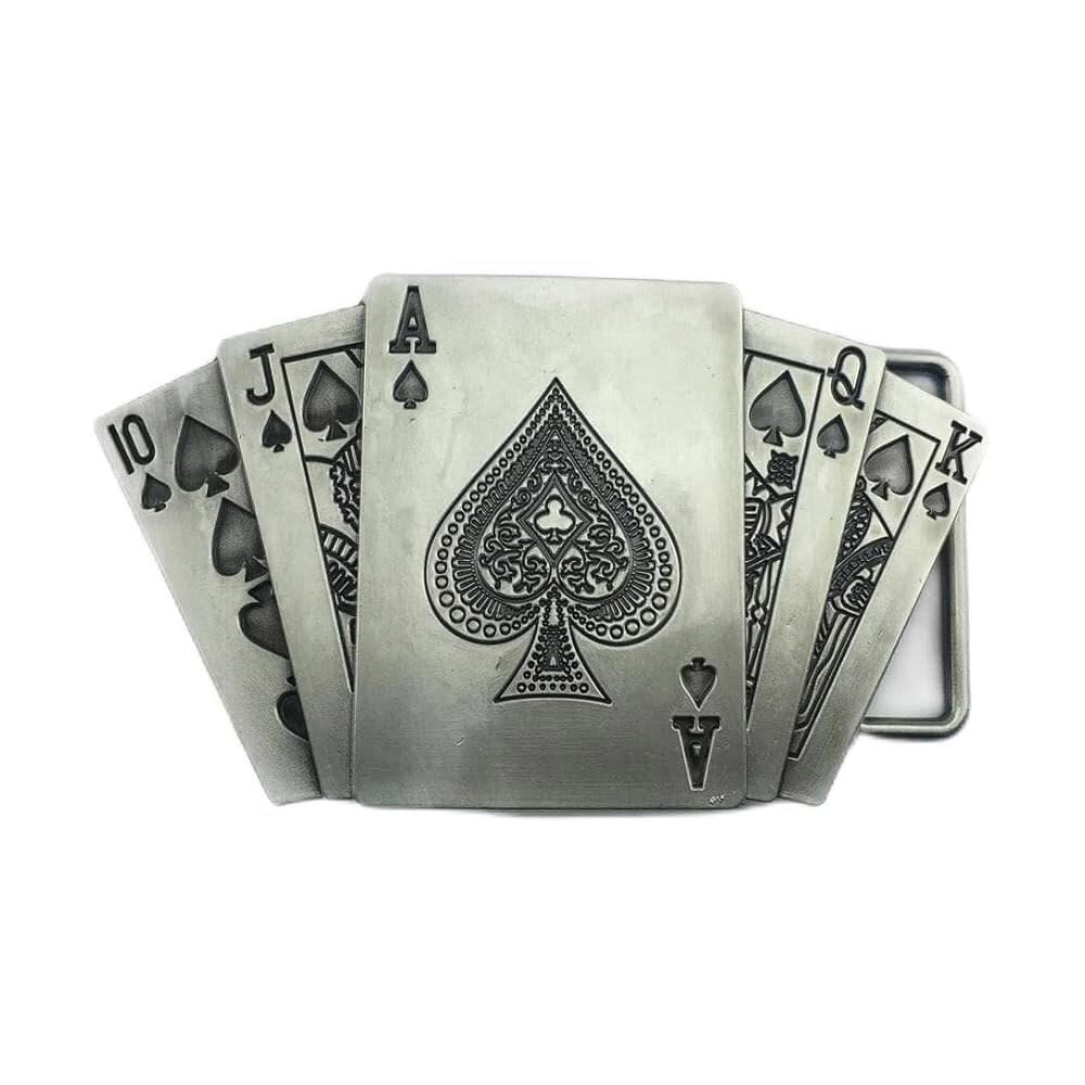 [오늘출발] 남성용 로열 플러시 벨트 버클 포커 카드 버클 스트레이트 플레이 럭키 에이스 스페이드 주얼리