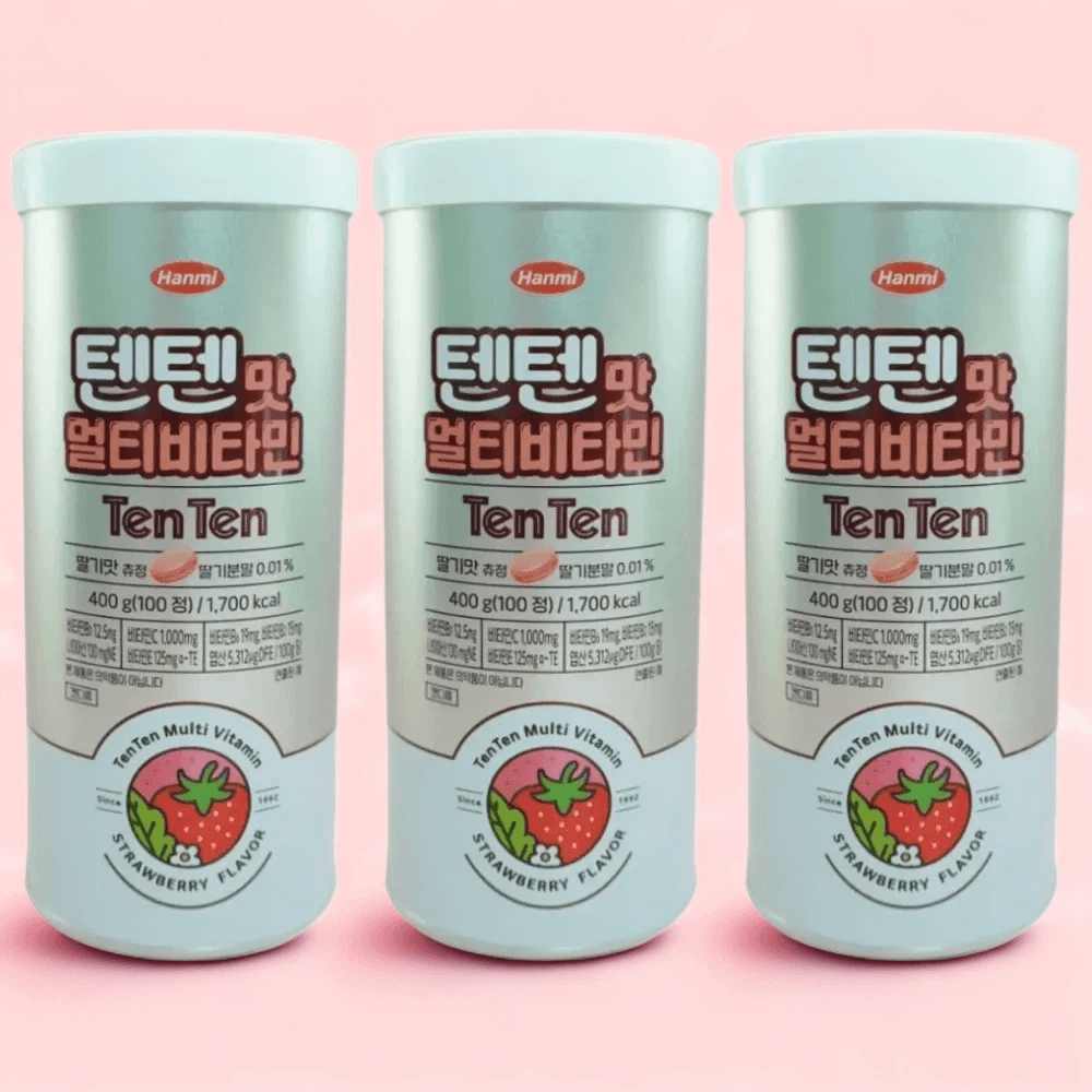 텐텐영양제 한미약품텐텐 딸기맛 츄정 400g 100정 3개 멀티비타민 비타민젤리 청소년 키즈 100정 3개