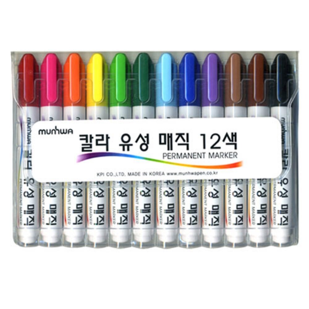 문화)칼라유성매직 12색세트/꾸미기/보드/사무실/학교/선생님/학원/사무실/오피시용품/글씨쓰기/신학기준비