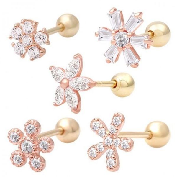 (콩심팥심)피어싱 Gold 14K 금피어싱 큐빅 예쁜피어싱 정품 플라