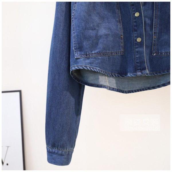 데님 자켓 여성 청자켓 캐주얼 코트 루즈핏 데님자켓 호23호 중년여성 포켓 청 대출 딥 블루 레트로 짧은