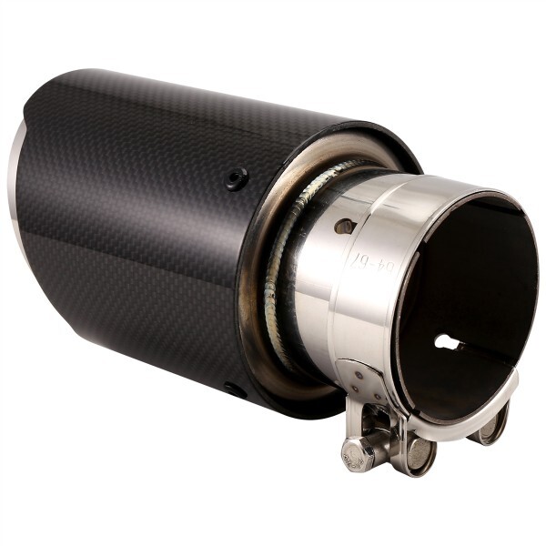 [오늘출발]자동차 밝은 탄소 섬유 배기 팁 범용 파이프 수정 테일 스로트 클립 온 63-89mm