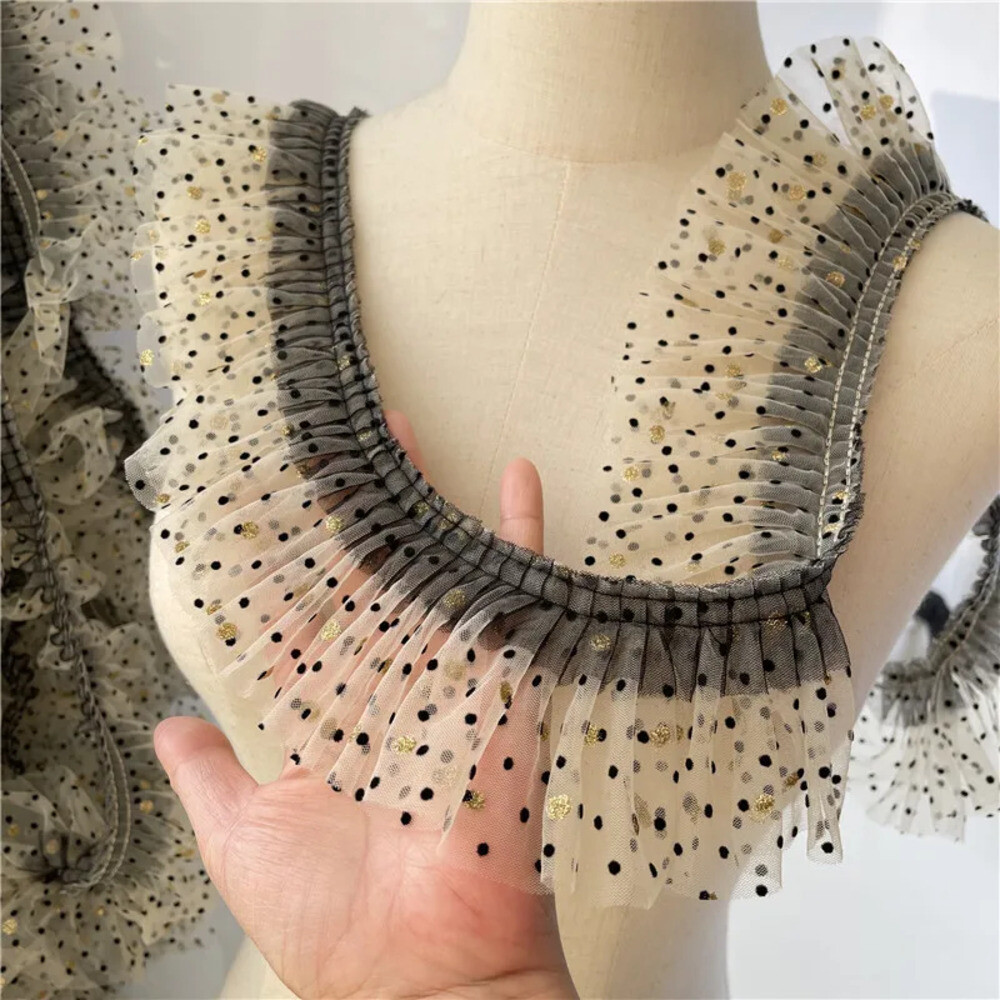 황금보자기 드레스용 와이드 도트 레이스 패브릭 공예 용품 Luolita 스커트 바느질 액세서리 2 야드 리본 8