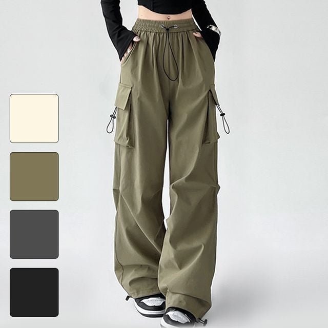 고품질 레이디스 릴랙스핏코드 올데이 조거 스트랩 통바지 (WFJTEPU)