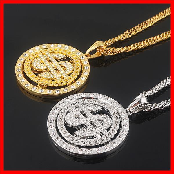 큰회전식 미국 달러 돈 사인 펜던트 목걸이 남성 래퍼 힙합 펑크 롱 체인 여성 진술 선물
