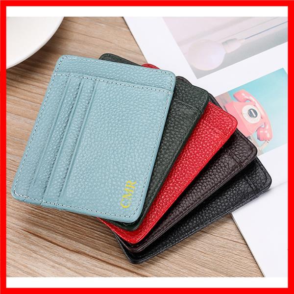 무료 맞춤형 진짜 가죽 카드 케이스 상단 레이어 소가죽 카드 클립 초박형 ID 카드 지갑 다중 슬롯 운전 면