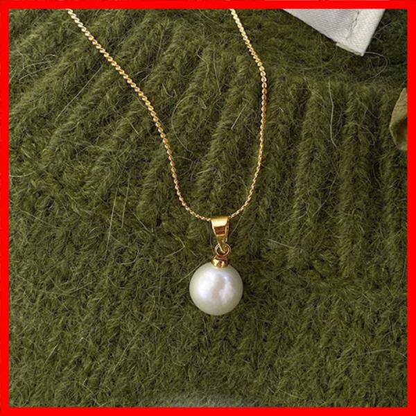 VOQ 여성용 진주 목걸이 라운드 펜던트 생일 파티 선물 고급 주얼리 심플한 스타일