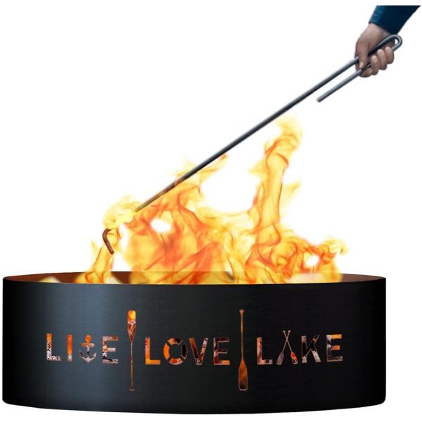 PD Metals LLL01848FP 라이브 러브 레이크 무도장 12인치 높이 48인치 지름 야외 화로 링과 포커 48 x 러스