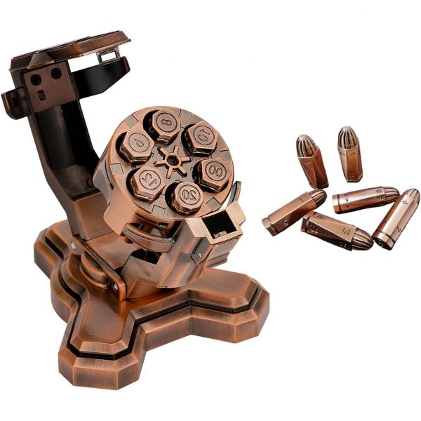 탄환 주사위 세트 리볼버 DND 다면체 룰렛 회전하는 실린더 홀더 테이블탑 게임용 금속 D4 D20 D10 D8 D6 R