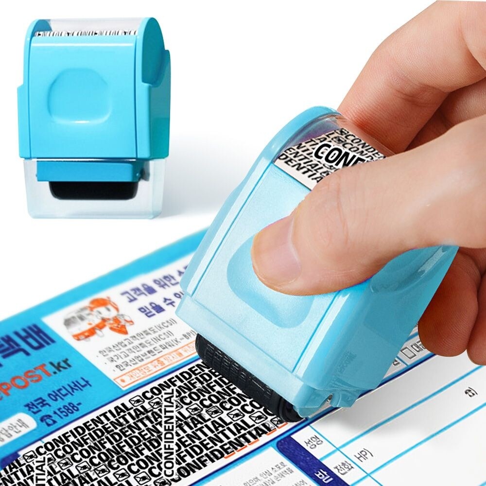 (블루 소)개인정보 보호 스탬프 문서 택배송장 우편/온라인/송장제거/도용방지/사무실/주소제거/영수증