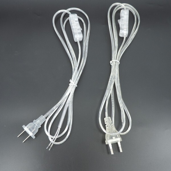 [오늘출발]투명한 AC 전원 연장 코드 미국 유럽 303 온라인 스위치 EU 플러그 익스텐션 케이블 LED 램프용 데스크