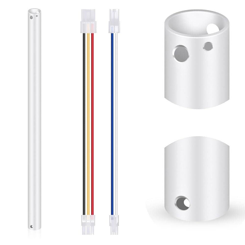 [오늘출발] VIHOESE 24인치 천장 팬 다운로드 확장 코드 2피트 화이트 팬용 1인치 외경 다양한 팬에 적합하지 않음