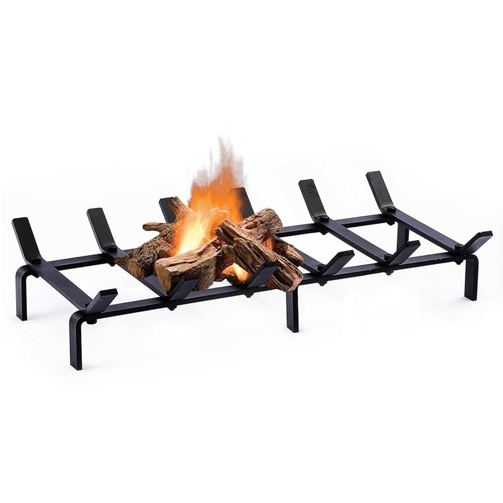 [오늘출발] 유샹BBQ 27인치 벽난로 통나무 격자 헤비 듀티 3/4 와이드 솔리드 스틸 실내 굴뚝 실외 불쏘시개 도구 구덩