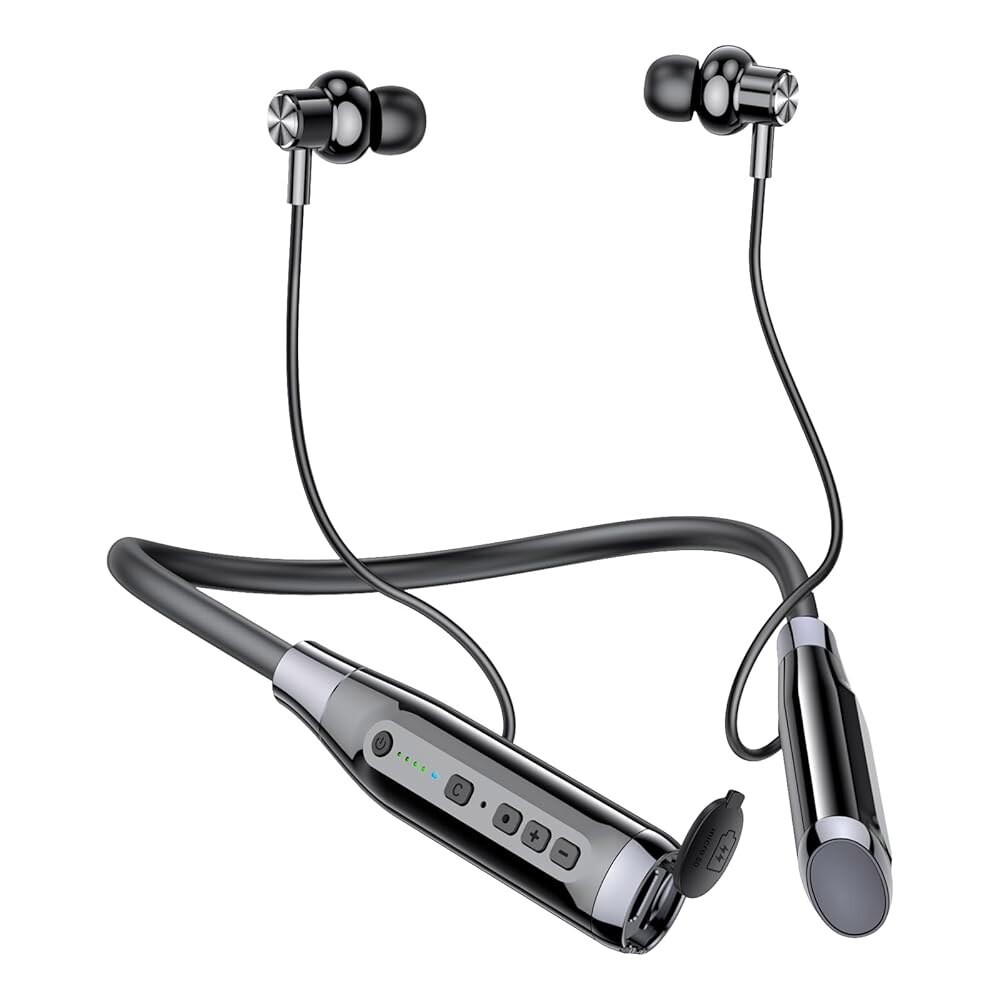 [오늘출발] 키노보 넥밴드 블루투스 헤드폰 60 120시간 플레이타임 IPX7 스포츠 방수 이어버드 TF 카드 슬롯