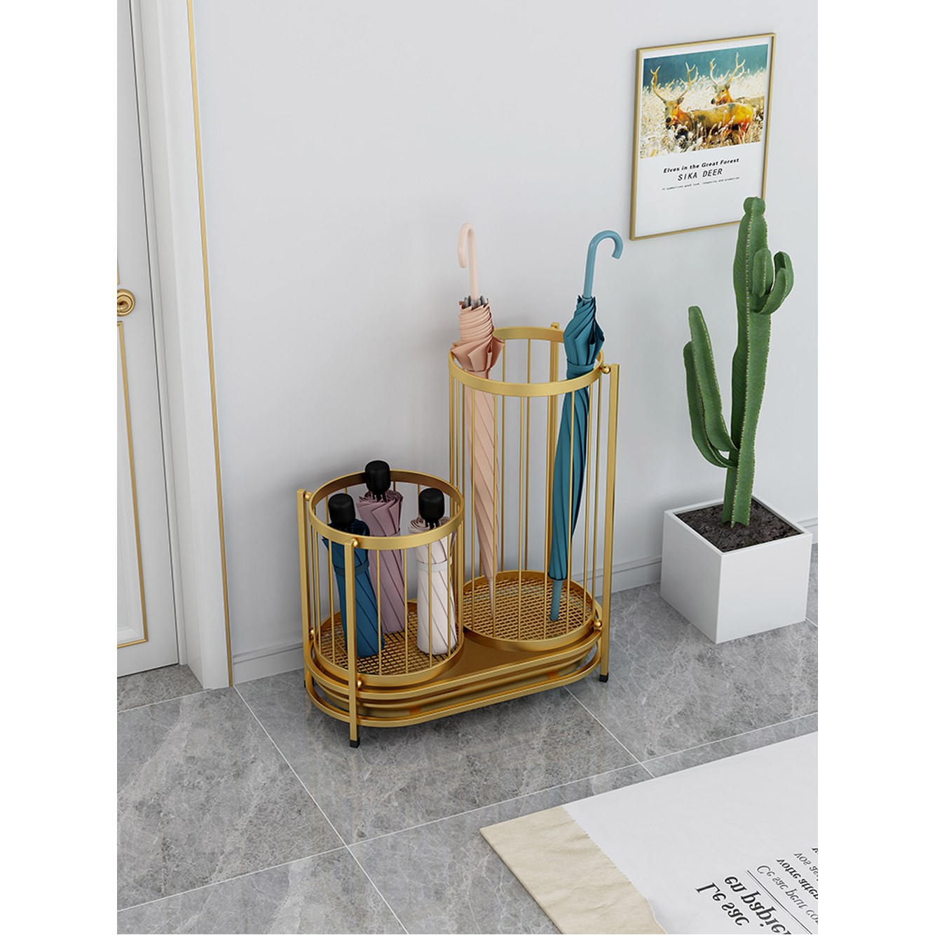 [오늘출발] 비템포 철제 카페 가정용 우산꽂이 Vmt735 사각 업소용 D타입 골드 S사이즈