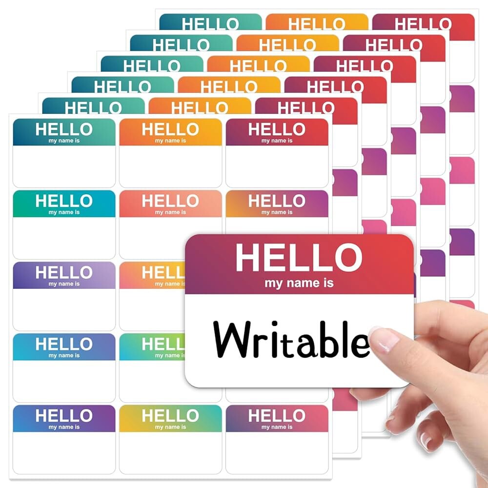 [오늘출발]미소후키 375개 3 x2 안녕하세요 제 이름은 옷용 네임택 스티커 25장 컬러풀 필 앤 스틱 식별 배지 테마