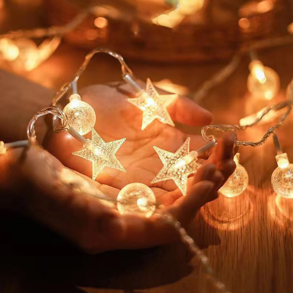 (산타핫딜-2종) 별 구슬 점멸 줄전구 3M/6M 건전지 LED 줄조명 무드등/크리스마스 앵두 트리/알전구 리스