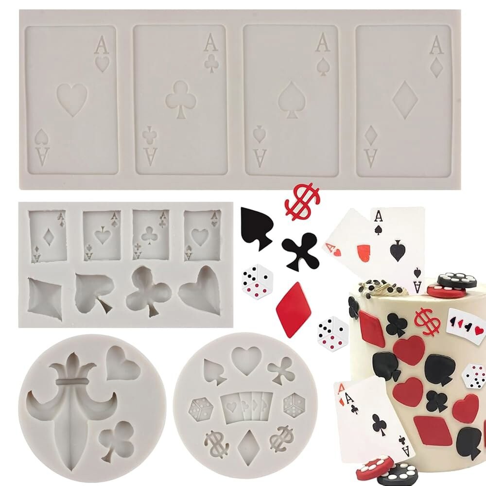 [오늘출발] 시장몰드 포커 실리콘 몰드 카지노 플레이 카드 초콜릿 퐁당 컵케이크 토퍼 케이크 장식 캔디 공예 껌 페이