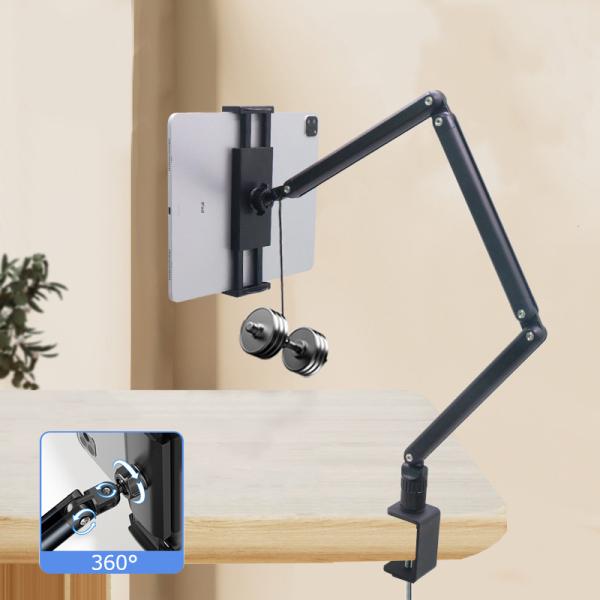 [오늘출발] 4.7-17.3 인치 데스크탑 고정 회전 3 배 조정 가능한 텔레스코픽 모니터 스탠드 전화 태블릿 온라인 라이브