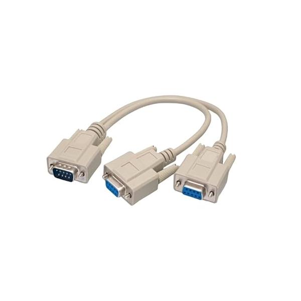 12230766 RS-232 직렬 케이블 분배기 Y 케이블 차폐형 성형형 베이지색 12인치(커넥터 포함)(DB9