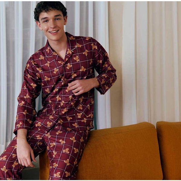 [신세계백화점](솔브)(신세계천안아산점)테디베어 체크 기모 남성 파자마 SPA2532M