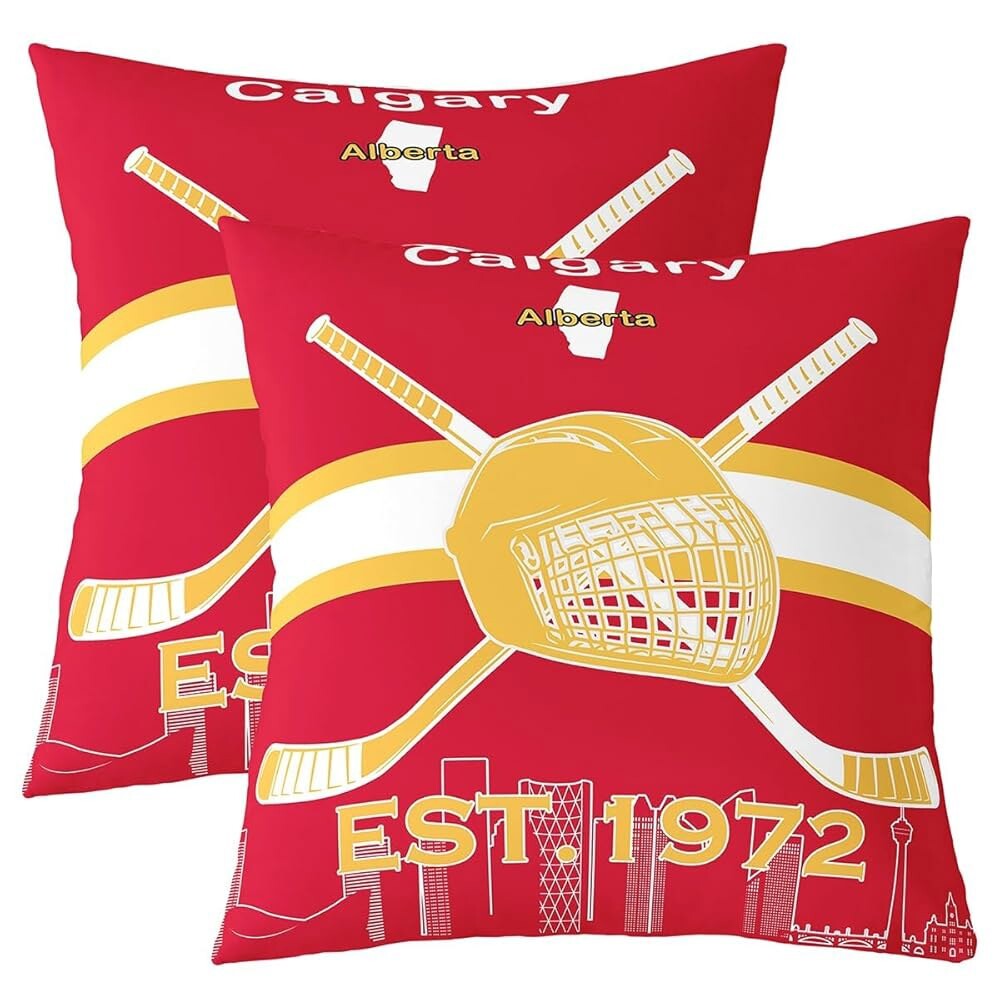 스브리달 스포츠 던지기 베개 커버 24x24 인치 2 세트 청소년용 아이스하키 애호가용 커버 헬멧 쿠션 소파