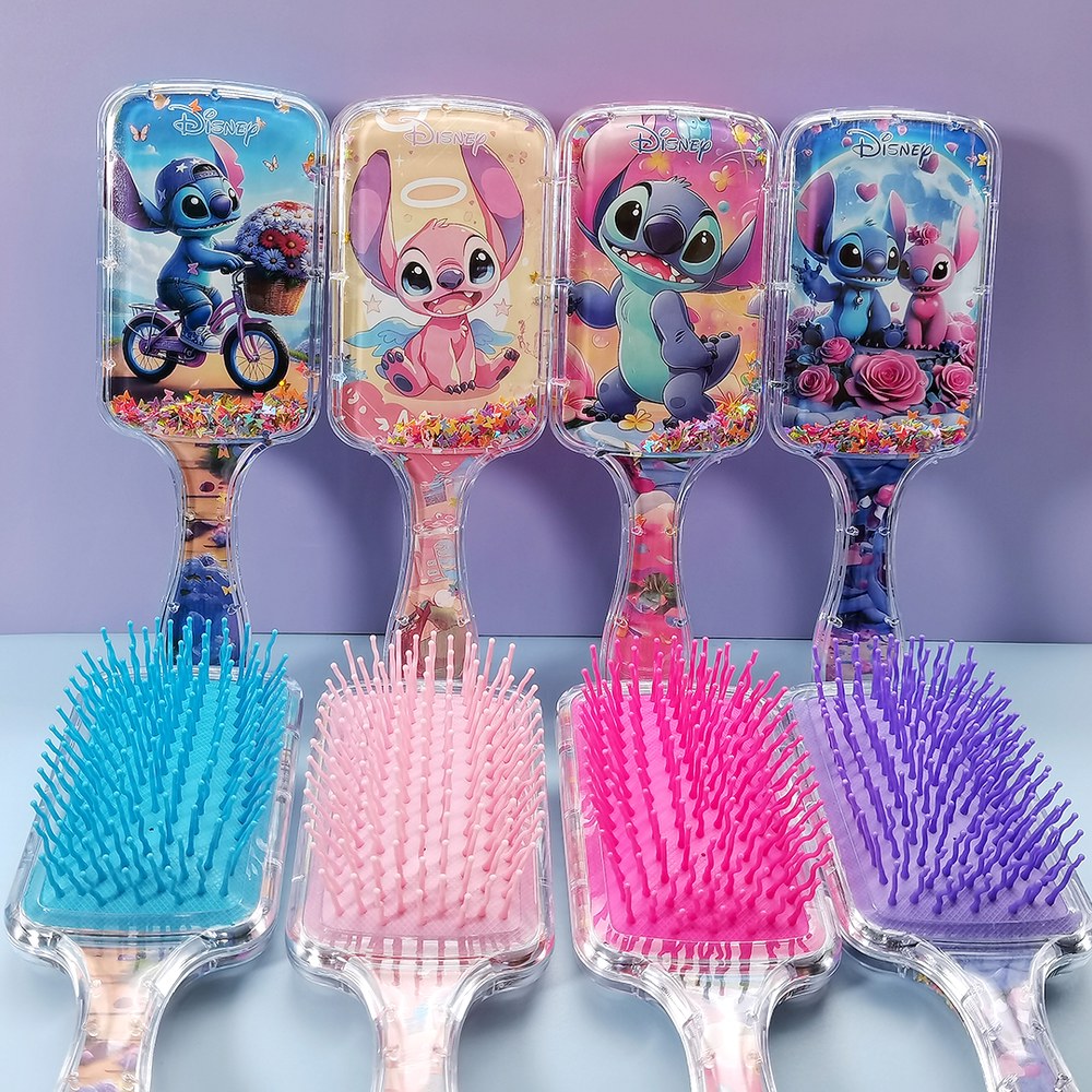 [오늘출발] 애니메이션 디즈니 피규어 냉동 공주 소녀 키즈 빗 만화 스티치 인형 헤어 에어 쿠션 마사지 카와이 어린이