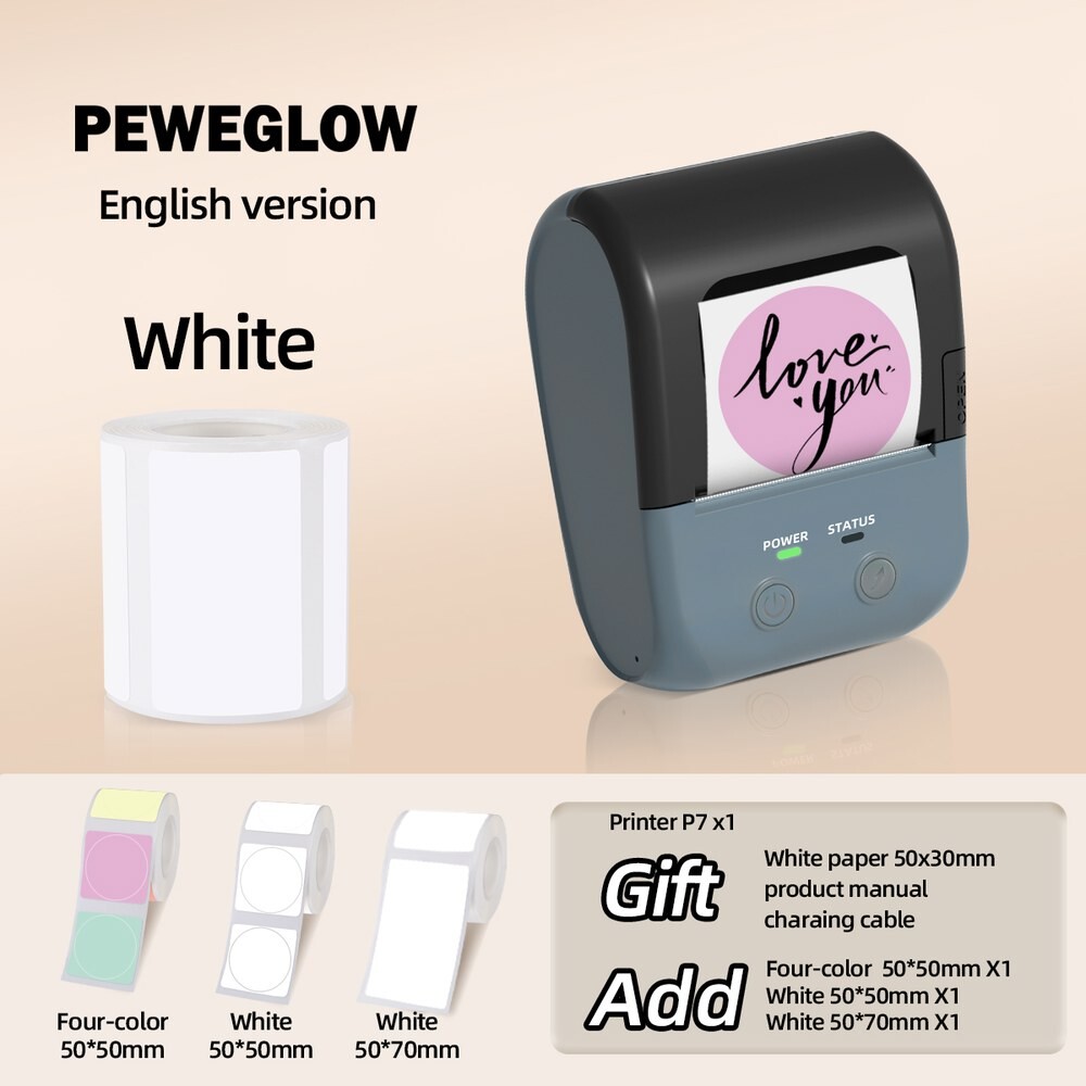 [오늘출발] 미니 무선 열 라벨 프린터 충전식 배터리 포트 주소 로고 의류 스티커 크리스마스 선물을위한 빠른