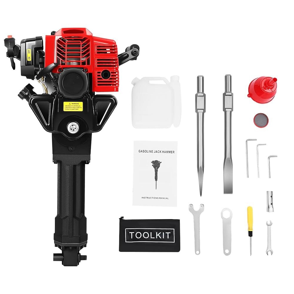 [오늘출발] 피아오카이인 52cc 2 스트로크 잭 해머 콘크리트 브레이커 해체 펀치 드릴 파워 6500r/min 공랭식 단일
