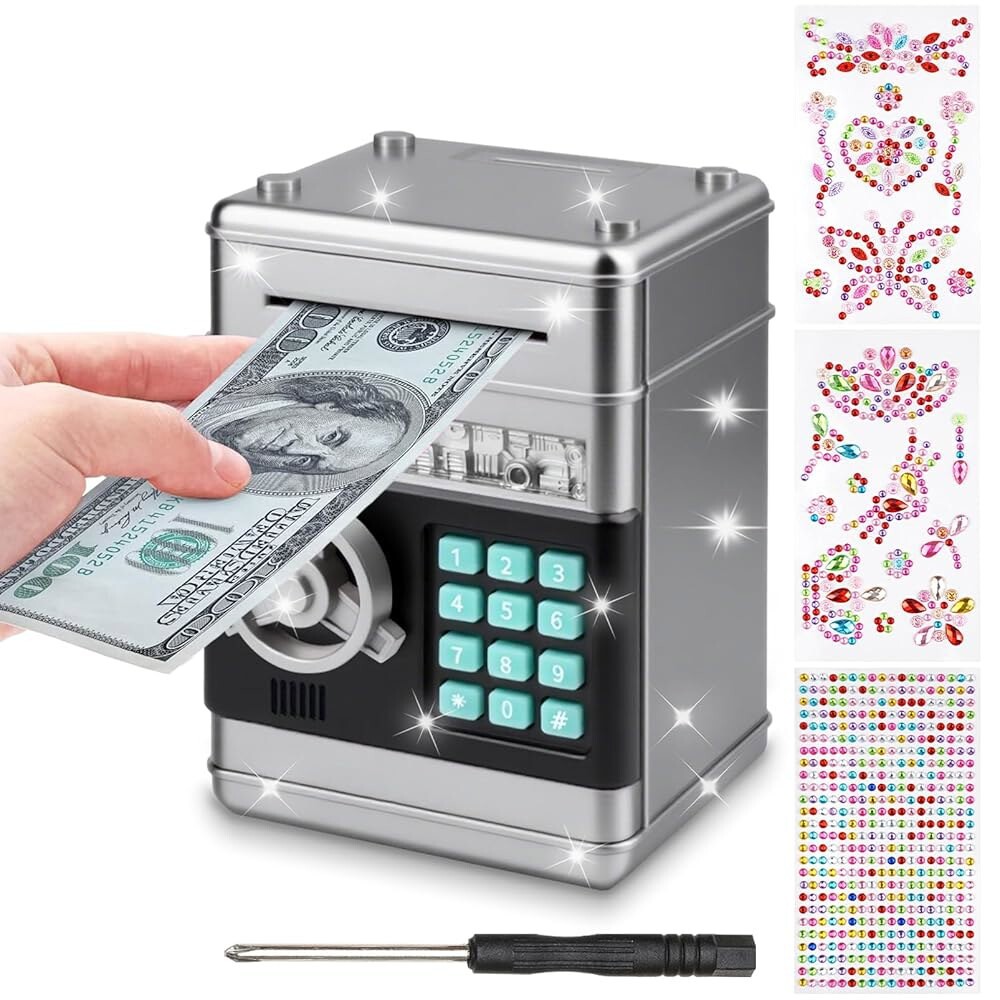 [오늘출발] 여아 남아용 돼지 저금통 암호 코드 잠금 현금 동전 캔 저금통 여아용 전자 화폐 안전 은행 DIY 다이아몬드