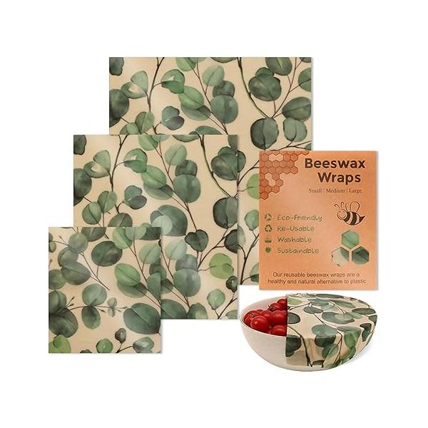 12387850 실용적인 밀랍 랩 모음 3개입 튼튼한 다기능 식품 보관 솔루션 일상 생활에 유용한 홈 액세서리