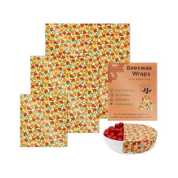 12389716 실용적인 밀랍 랩 모음 3개입 튼튼한 다기능 식품 보관 솔루션 일상 생활에 유용한 홈 액세서리