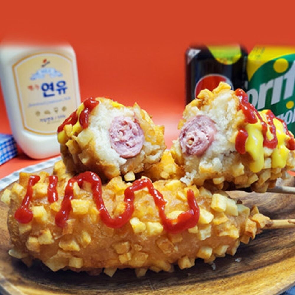 (소스 YnB 칠리소스 2Kg)감자 핫도그 120g 5개 베이크 햄버거빵 브리오슈번 55g 6개 추가/간편/냉동/간식