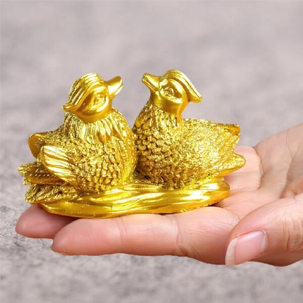 [오늘출발] 강아지조형물 골든 딥 애정 오리 연인 조각상 풍수 행운의 만다린 장식품 홈 오피스 결혼 선물