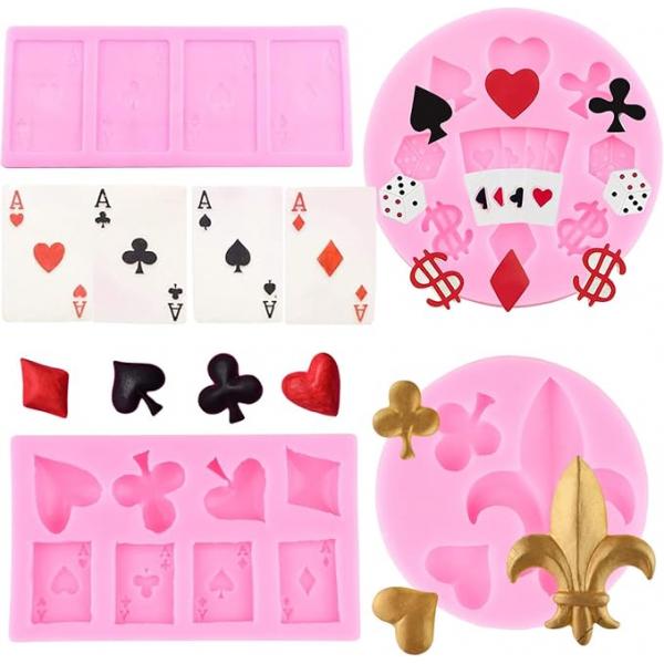 12421785 RFGHAC ??포커 실리콘 몰드 카지노 플레잉 카드 초콜릿 퐁당 케이크 장식 컵케이크 토퍼 캔디