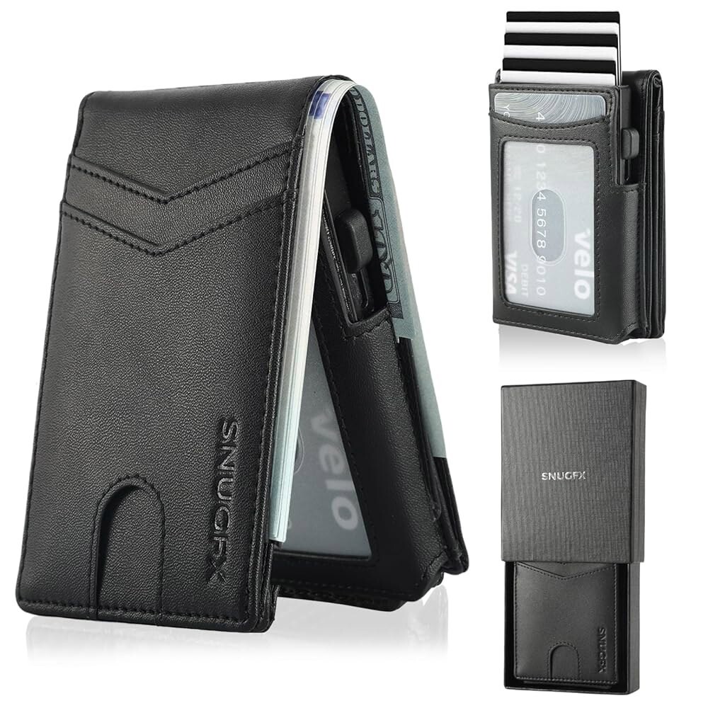 [오늘출발] 남성용 SNUGFX 지갑 빅 캐시 슬롯 팝업 케이스 신용카드 슬롯 - RFID 차단 기능이 있는 슬림 알루미늄 미니