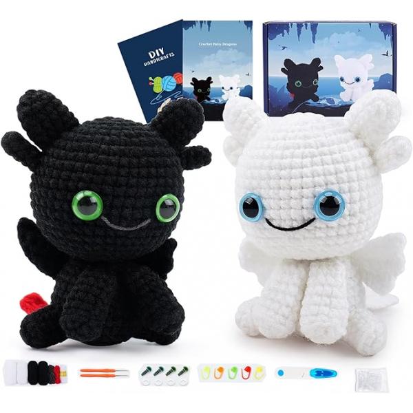 12438293 벳을 찢기 2개 드래곤셰 키트 지침 동물 및 색칠 공부용 니트 까마귀 드래곤 정다니는 뜨개질