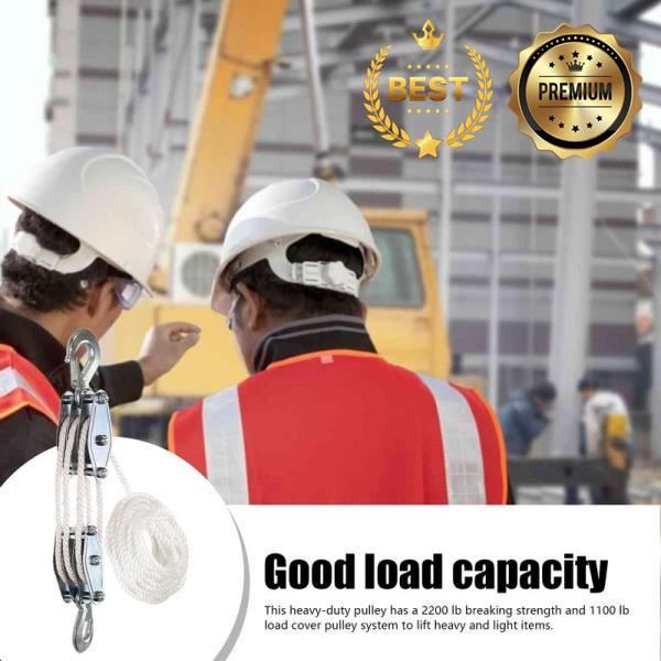 [오늘출발] 리프팅 체인 및 로프 피팅 블록 및 태클 로프 도르래 호이스트 6:1 리프팅 파워 다기능 헤비 듀티 시스템 2