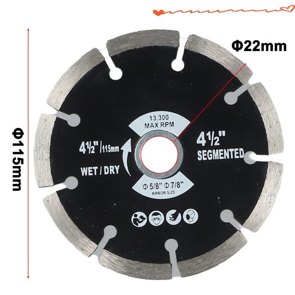 [오늘출발] 다이아몬드 톱날 앵글 그라인더 대리석 화강암 Mm 좋은 스톡 제거로 부드러운 절단을 제공합니다.